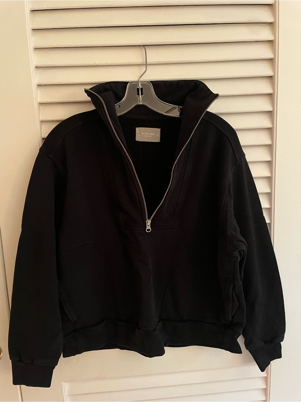 Black Half-Zip Pullover Sweatshirt- Everlane Medium